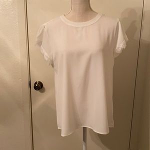 White blouse w/ lace trimmed sleeves